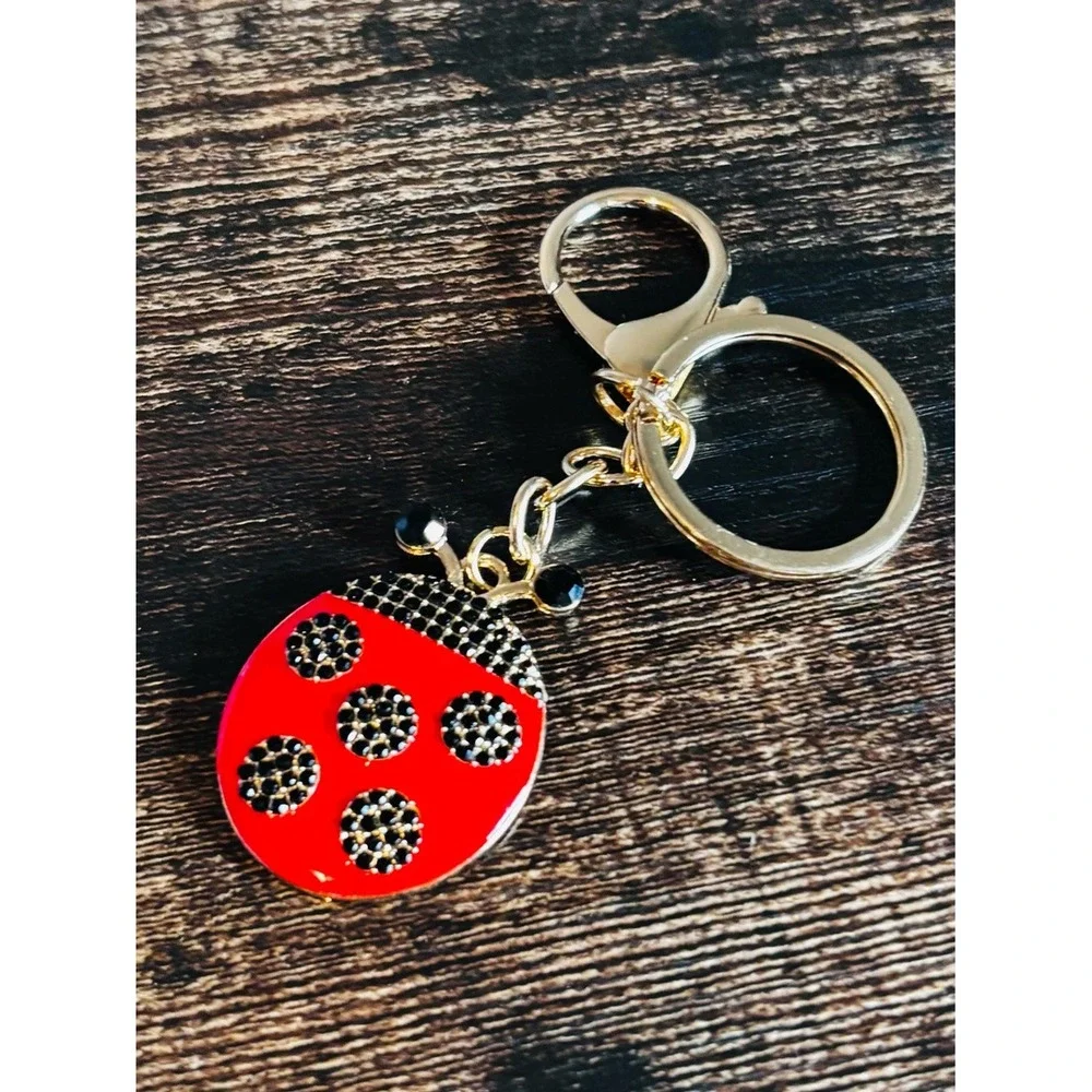 Red and Black Ladybug Keychain Card Holder Charm